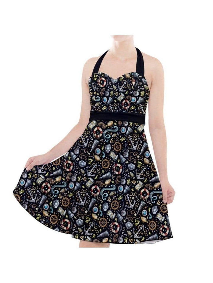 SAILORS DREAM HALTER PARTY SWING DRESS