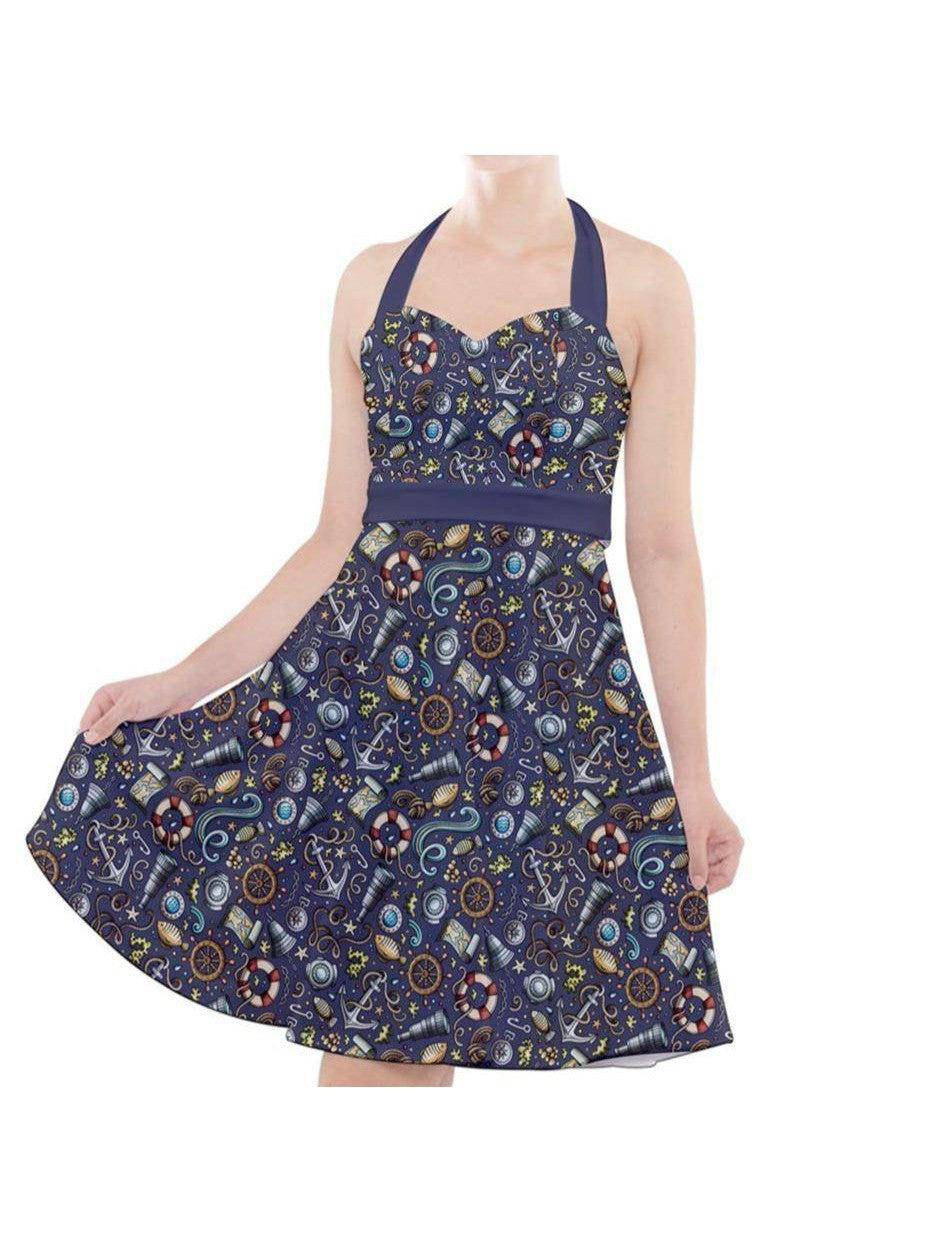 SAILORS DREAM HALTER PARTY SWING DRESS