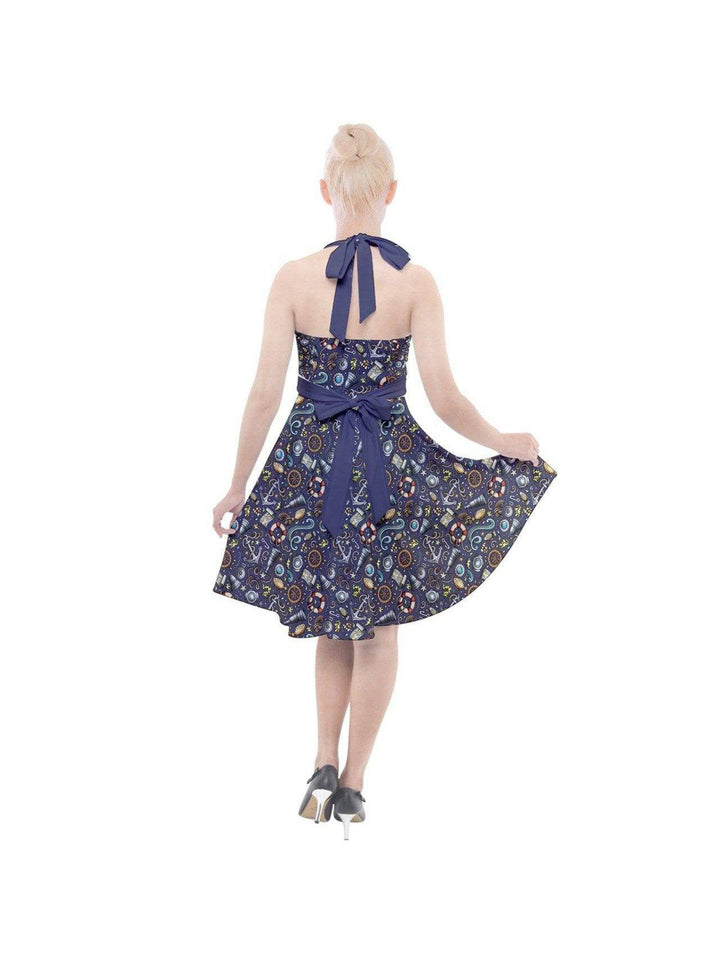 SAILORS DREAM HALTER PARTY SWING DRESS