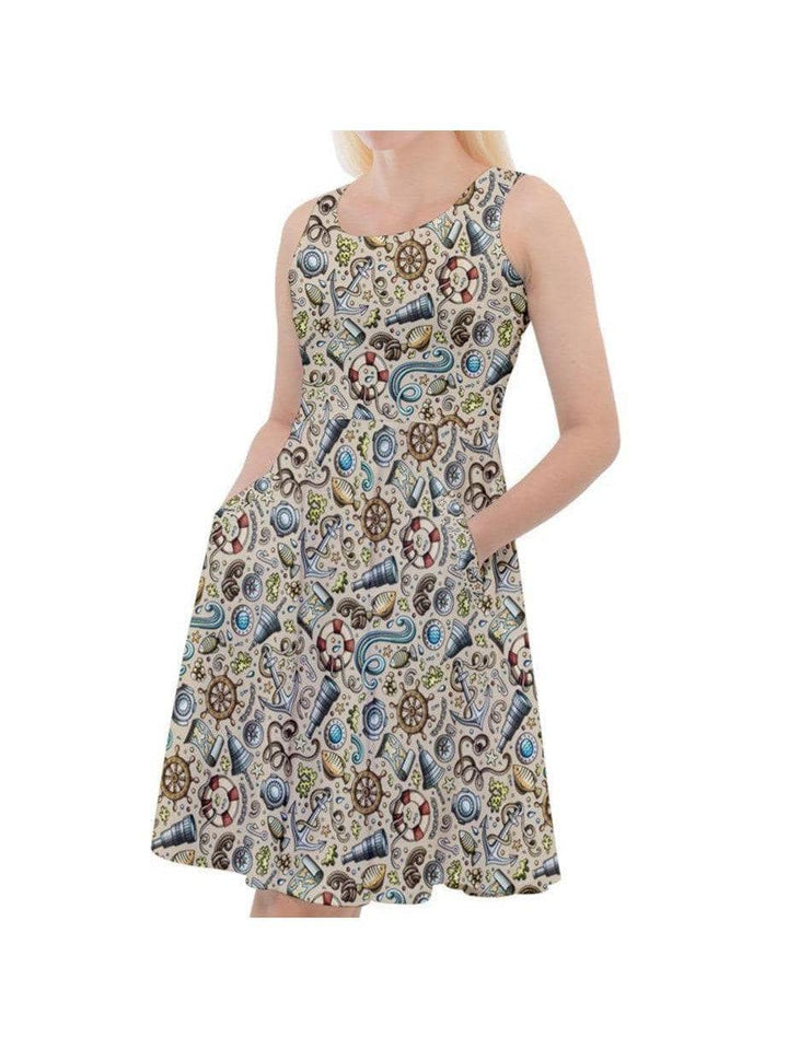 SAILORS DREAM Knee Length Skater Dress With Pockets