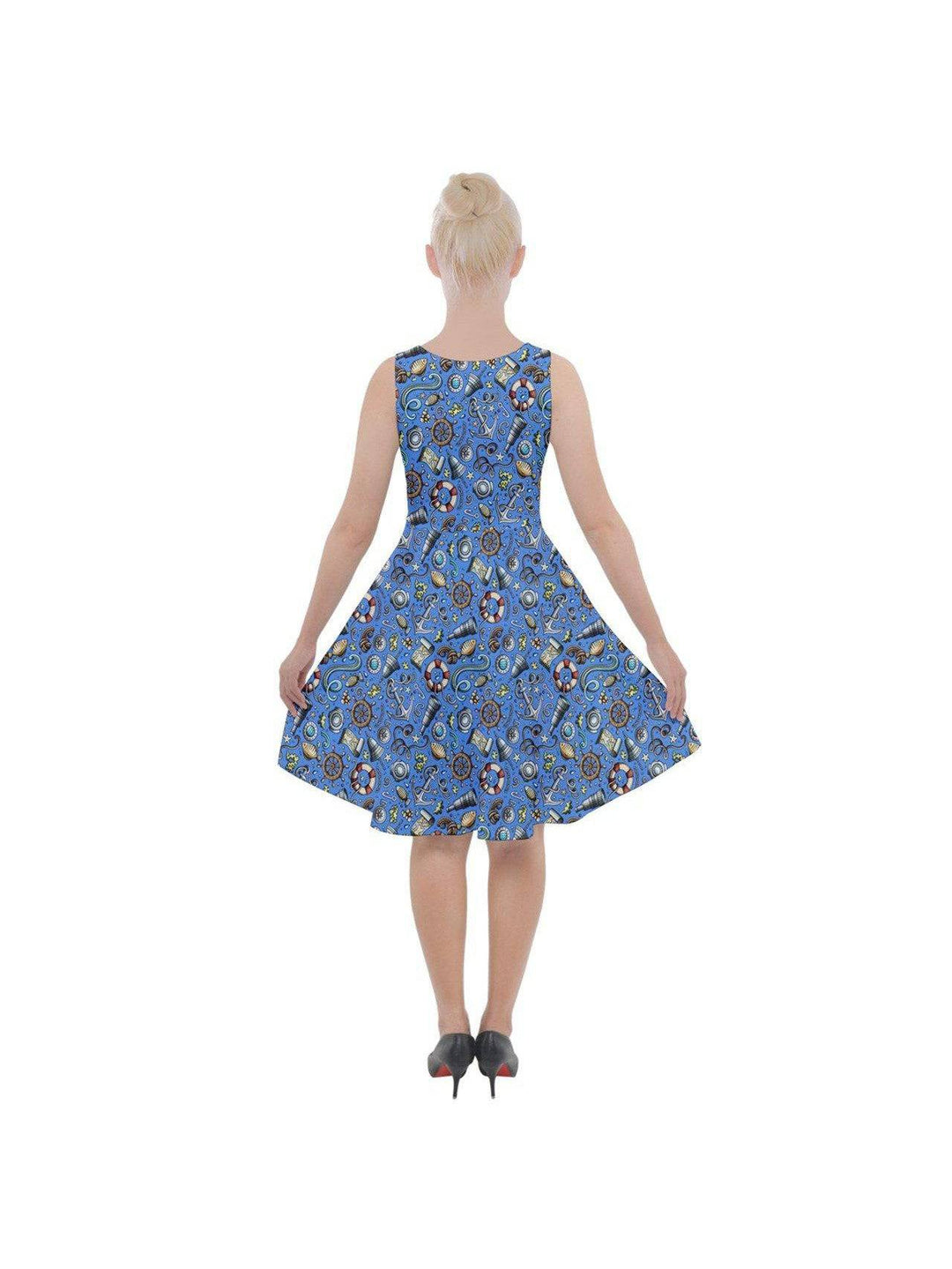 SAILORS DREAM Knee Length Skater Dress With Pockets