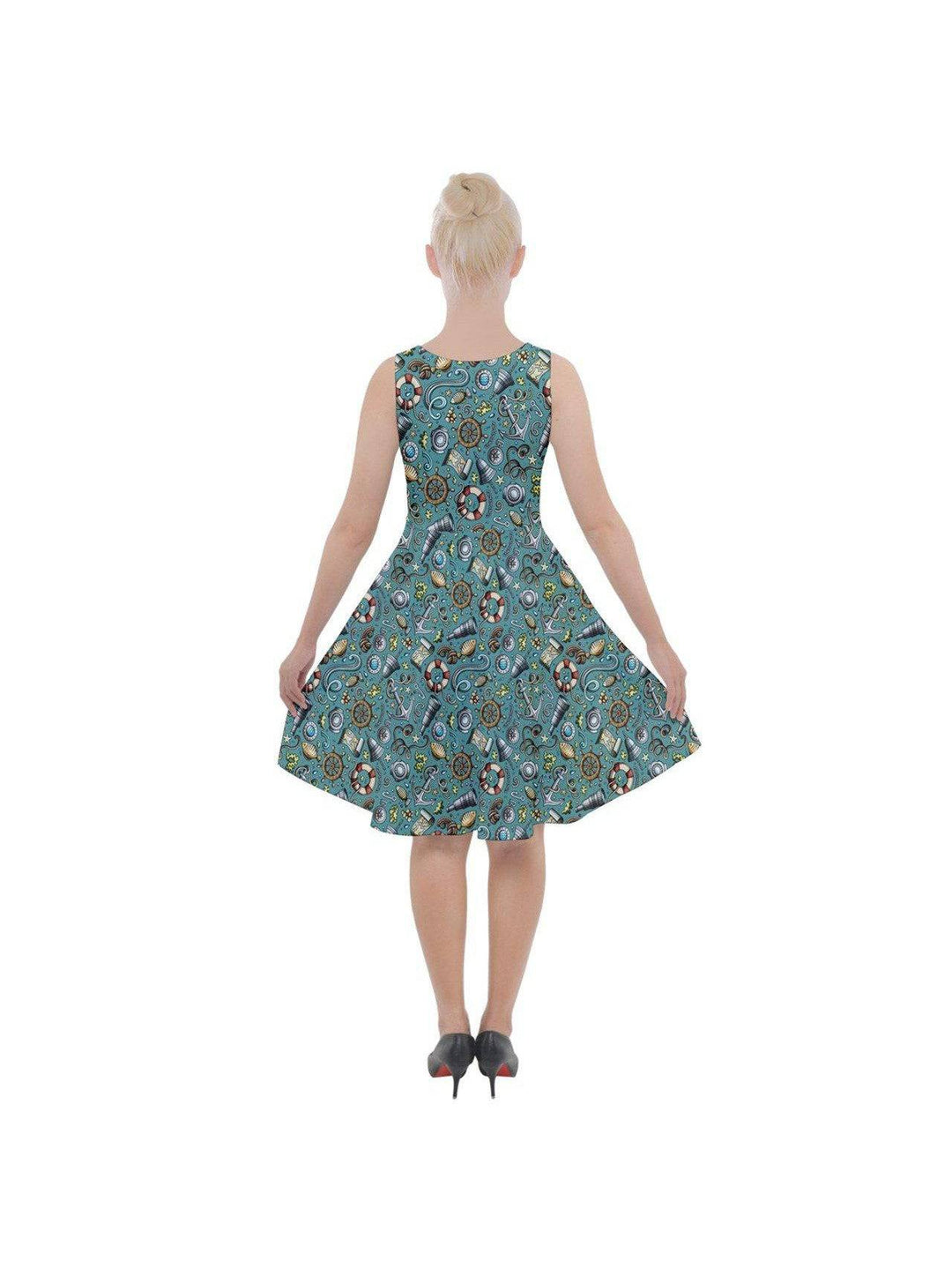 SAILORS DREAM Knee Length Skater Dress With Pockets