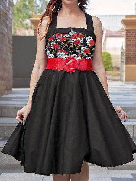 Skulls & Roses Rockabilly Swing Dresses - Poison Arrow Retro