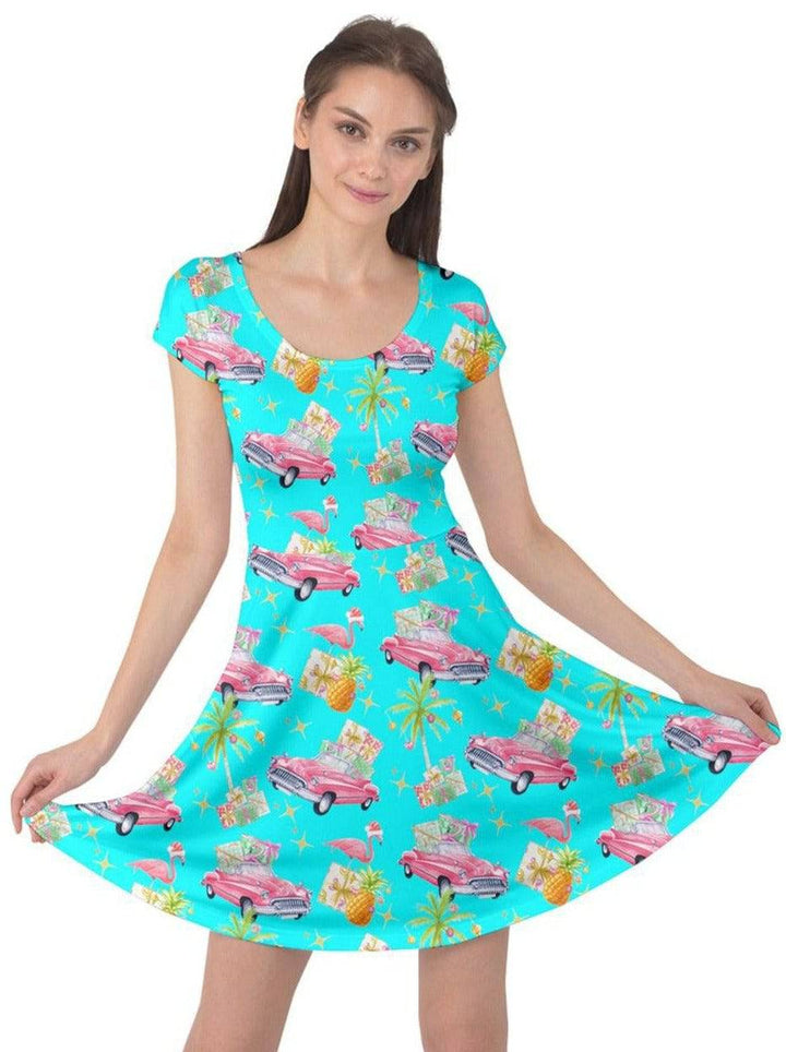 Tropical Christmas Cap Sleeve Dress - Poison Arrow Retro