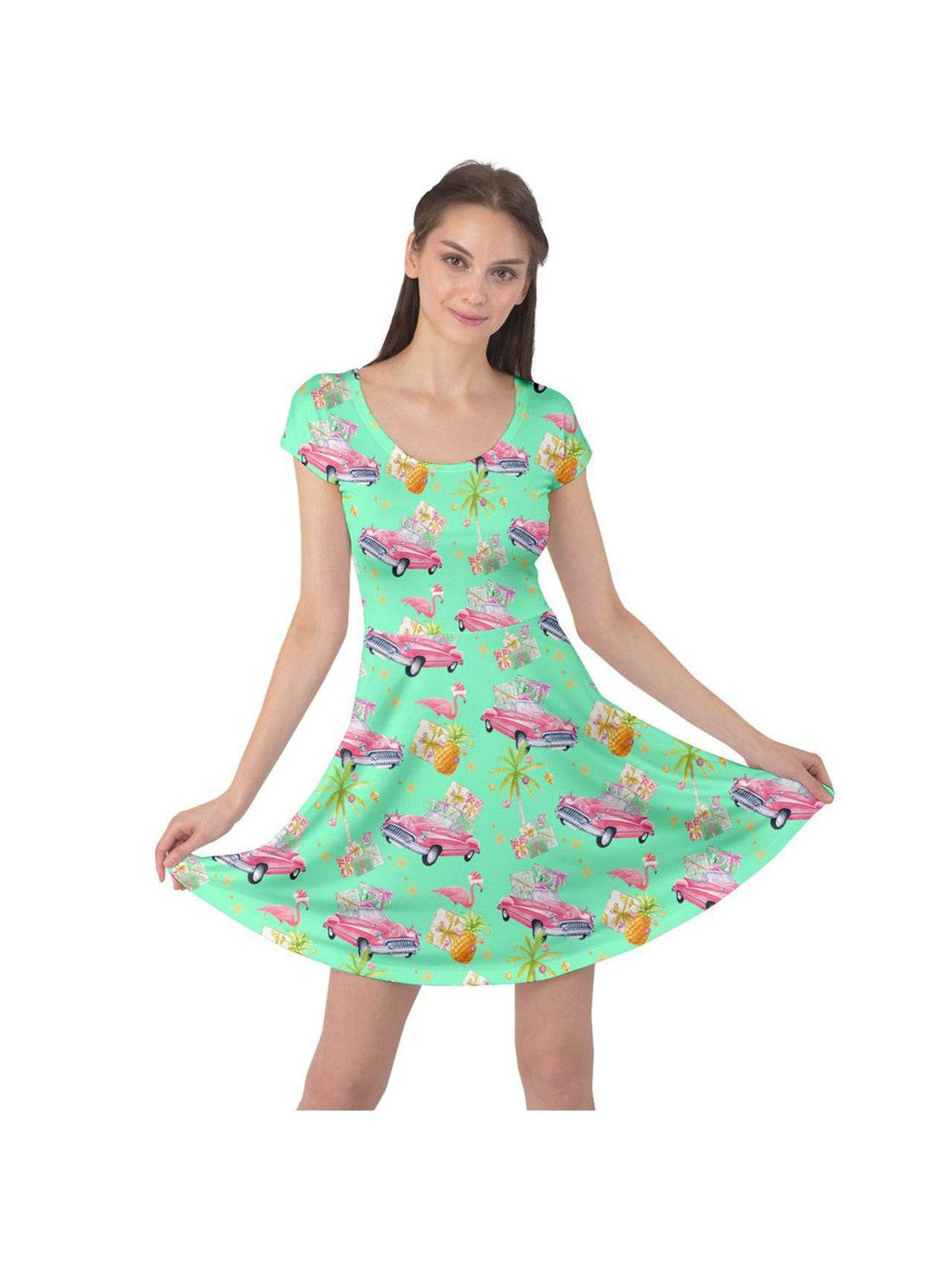 Tropical Christmas Cap Sleeve Dress - Poison Arrow Retro