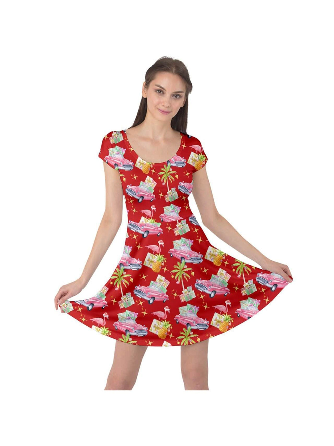 Tropical Christmas Cap Sleeve Dress - Poison Arrow Retro