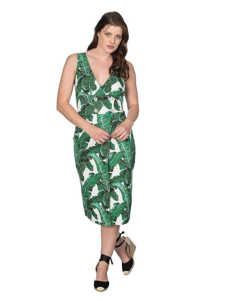 TROPICAL LEAVES DRESS - Poison Arrow Retro