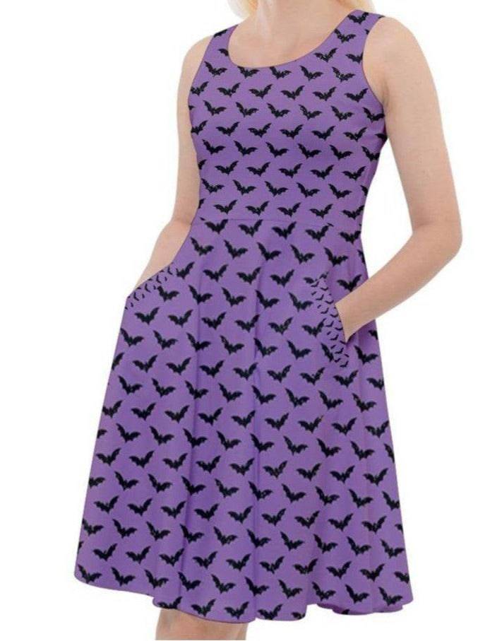 VAMPIRA KNEE LENGTH SKATER DRESS WITH POCKETS - Poison Arrow Retro