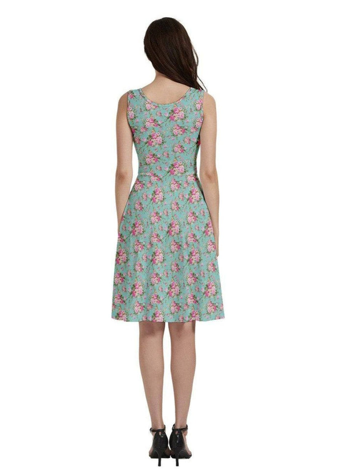 Vintage Roses V-Neck Skater Dress with Pockets - Poison Arrow Retro