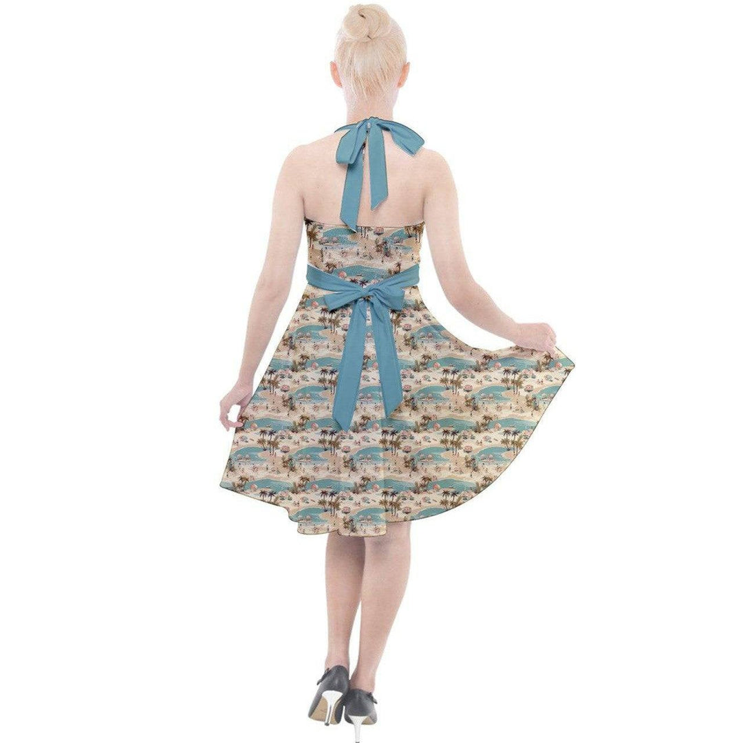 Vintage Vacation Halter Party Swing Dress - Poison Arrow Retro