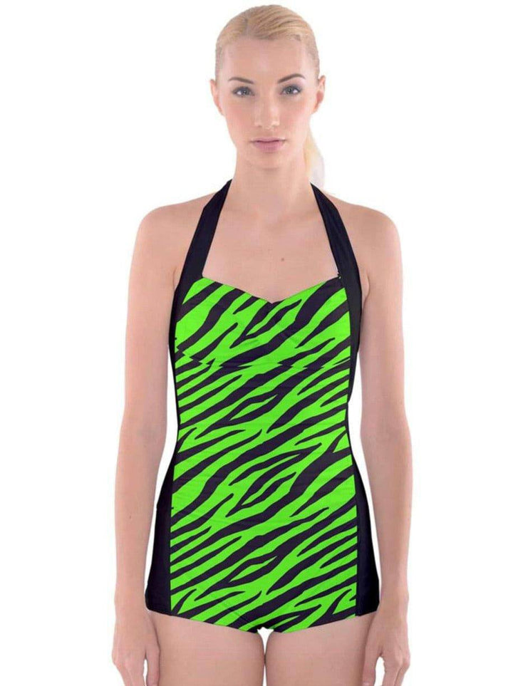 Frankenzebra Boyleg Halter Swimsuit