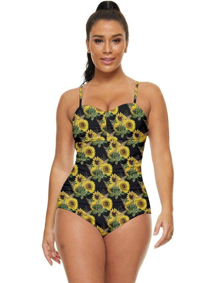 Sunflowers Retro Full Coverage Swimsuit