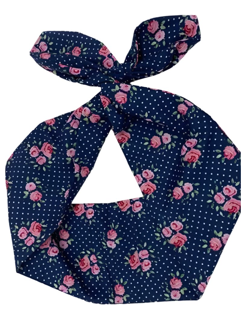 Blue Floral Wired Hair Tie - Poison Arrow Retro