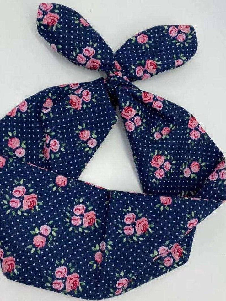 Blue Floral Wired Hair Tie - Poison Arrow Retro