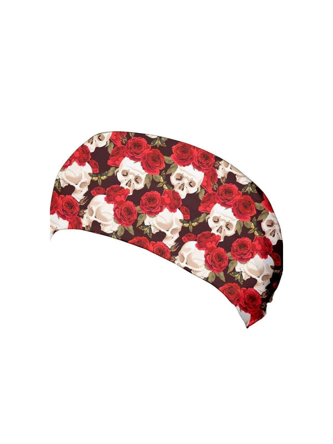 SKULLS AND ROSES WIDE STRETCHY HEADBAND - Poison Arrow Retro