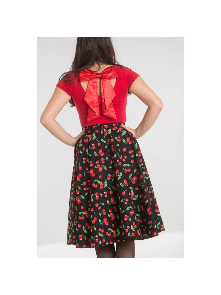 Hell Bunny Sweetie Cherry Print Skirt Black - Poison Arrow Retro