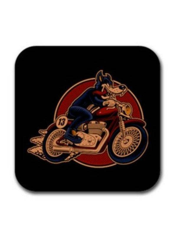 Custom Biker Rubber Square Coaster (4 pack) - Poison Arrow Retro