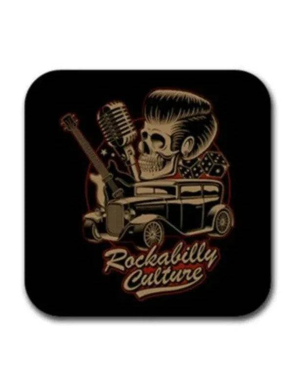 ROCKABILLY CULTURE Rubber Square Coaster (4 pack) - Poison Arrow Retro