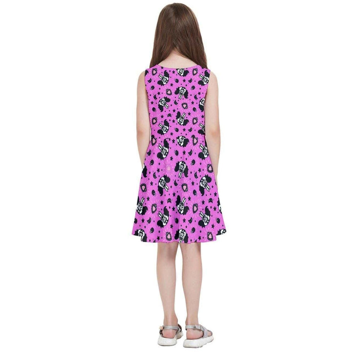 BUNNY BATS PINK Kids' Skater Dress - Poison Arrow Retro