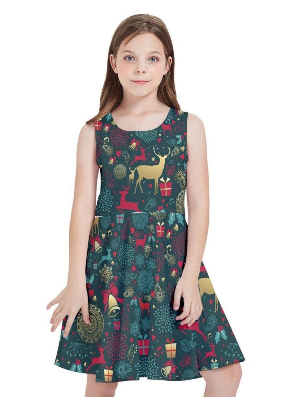 CHRISTMAS REINDEER Kids' Skater Dress - Poison Arrow Retro