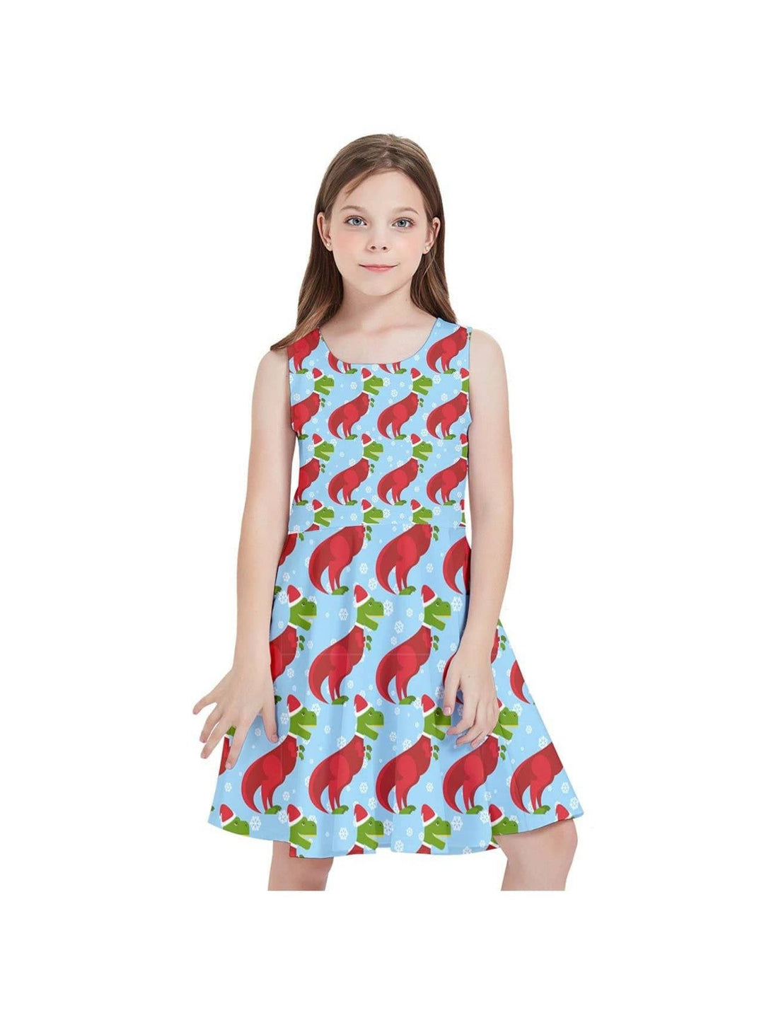 CHRISTMAS T-REX DINOSAUR Kids' Skater Dress - Poison Arrow Retro