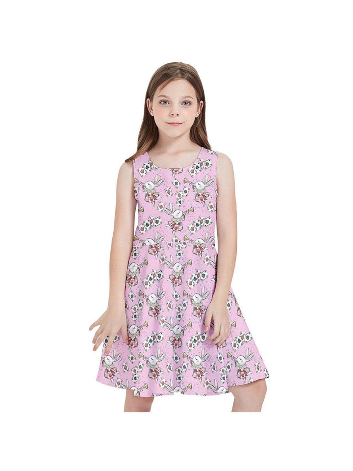 Down the Rabbit Hole Kids' Skater Dress - Poison Arrow Retro