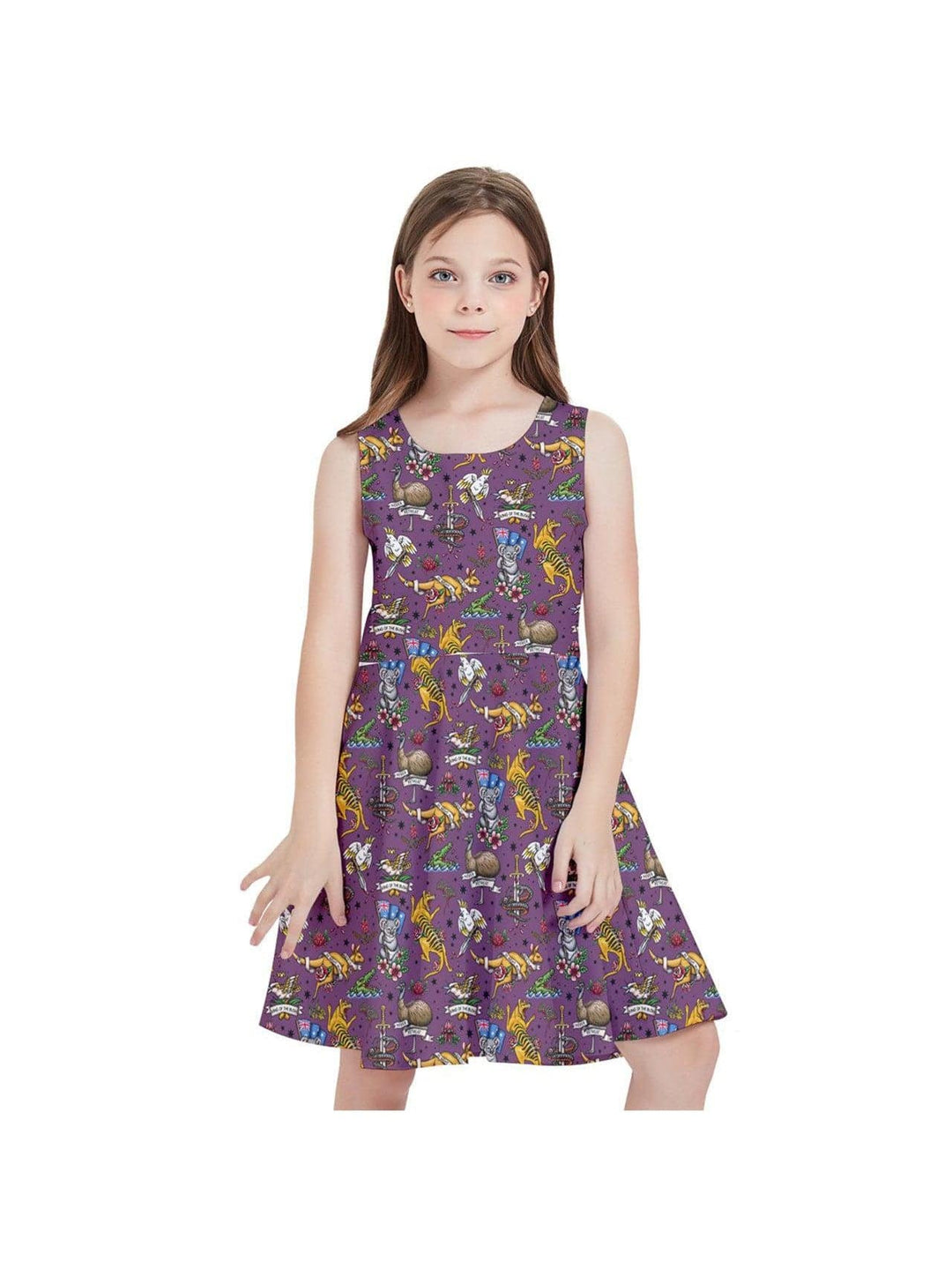 FAIR DINKUM! Kids' Skater Dress - Poison Arrow Retro