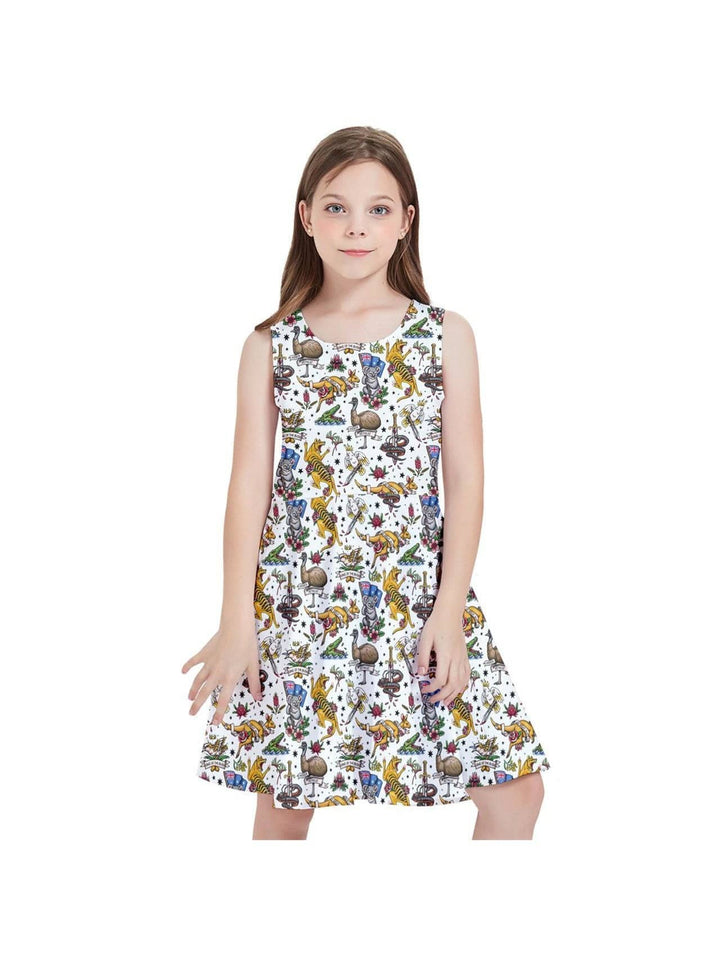 FAIR DINKUM! Kids' Skater Dress - Poison Arrow Retro