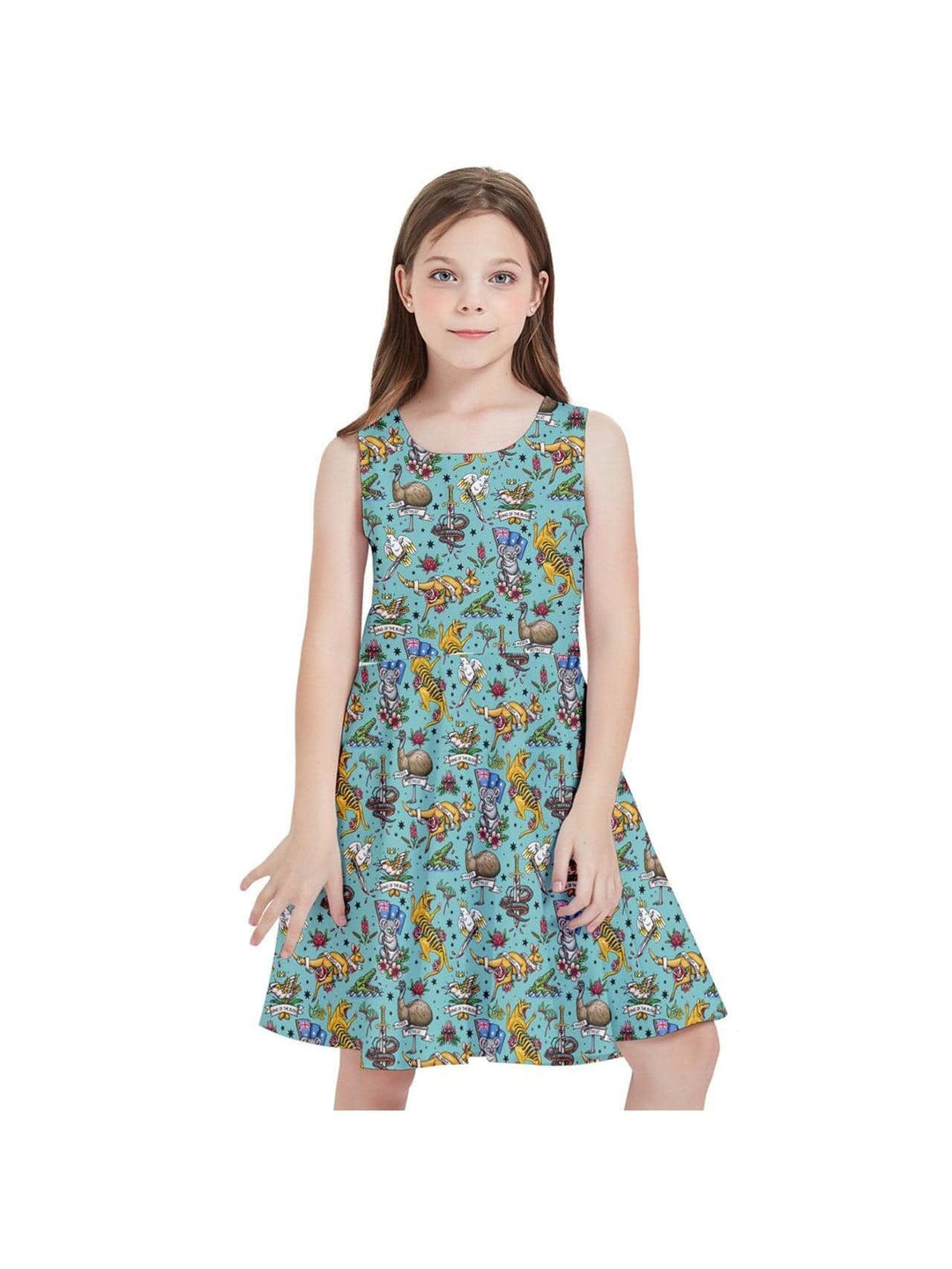 FAIR DINKUM! Kids' Skater Dress - Poison Arrow Retro