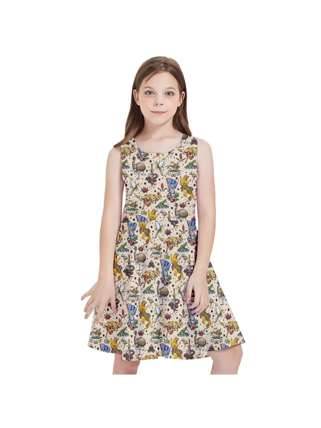 FAIR DINKUM! Kids' Skater Dress - Poison Arrow Retro