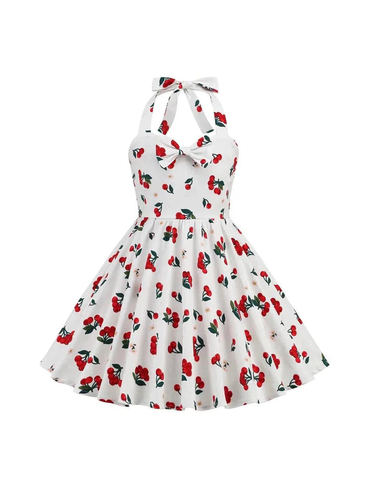 Girls Cherry Halter Rockabilly Dress