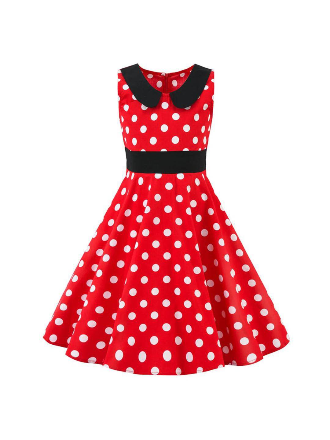 Girls Red Minnie Polka Dot Rockabilly Dress - Poison Arrow Retro