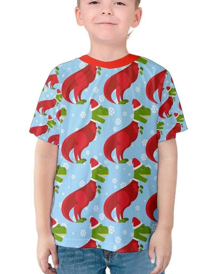 Christmas T-Rex Dinosaur Kids' Cotton Tee - Poison Arrow Retro