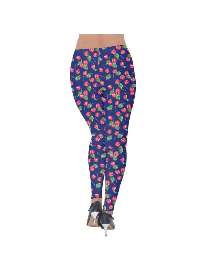 Blue Cherries Velvet Leggings - Poison Arrow Retro