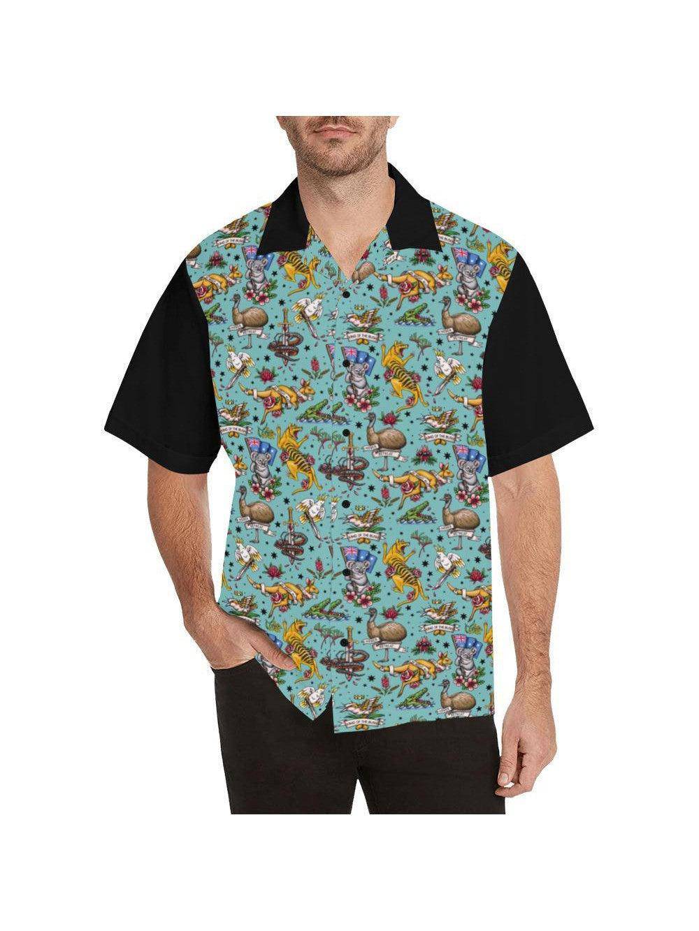 Fair Dinkum! Aussie Fauna Men's Button Up Shirts - Poison Arrow Retro