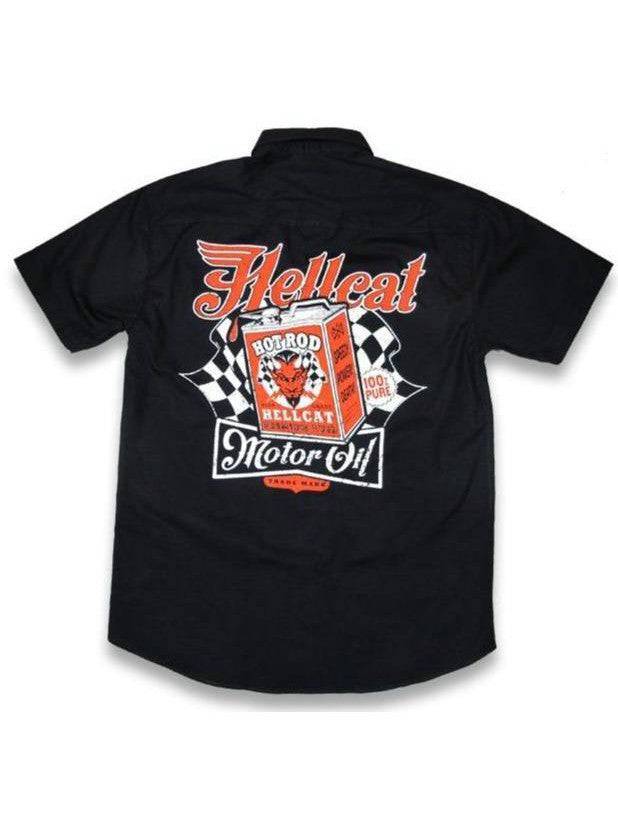 HOTROD HELLCAT BUTTON UP MOTOR OIL II - Poison Arrow Retro