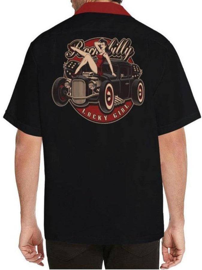 LUCKY GIRL Men's Rockabilly Hotrod Shirt [IN STOCK] - Poison Arrow Retro