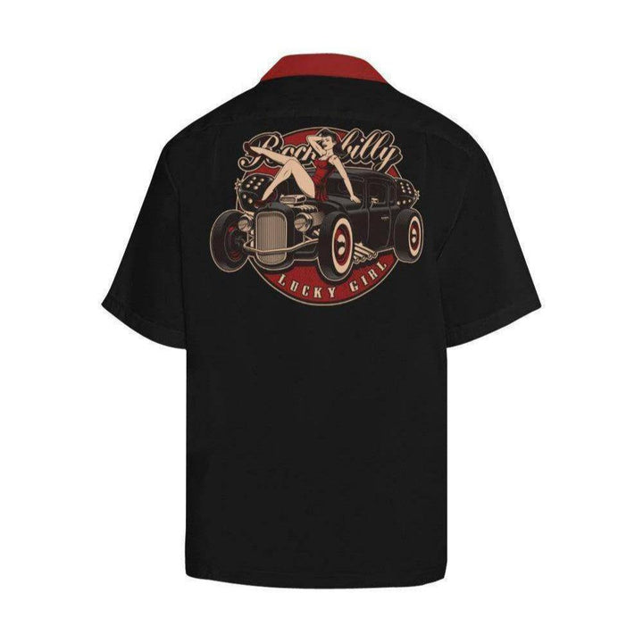 LUCKY GIRL Men's Rockabilly Hotrod Shirt [IN STOCK] - Poison Arrow Retro