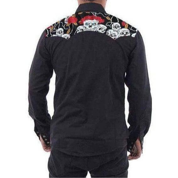 Men's Vintage Style Western Cowboy Shirt Skulls & Roses - Poison Arrow Retro