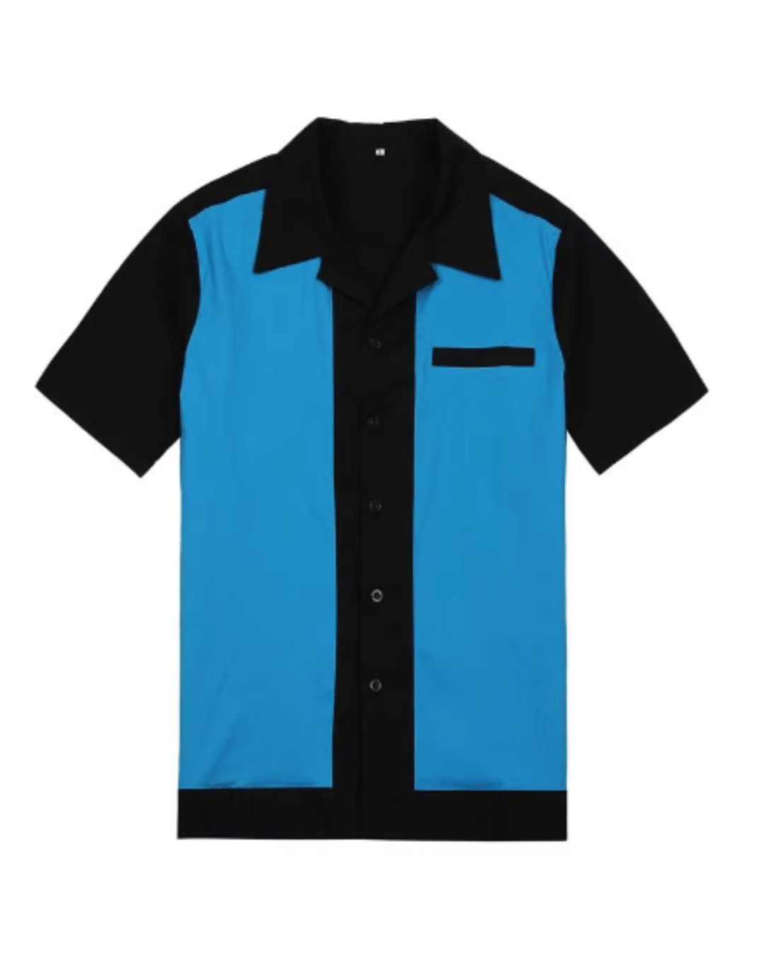 Mens Vintage Style Bowling Dress Shirt - Blue Panels - Poison Arrow Retro