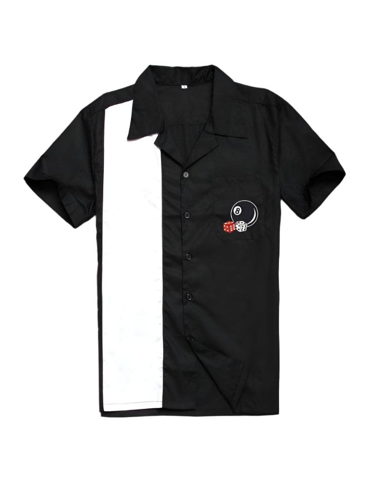 Mens Vintage Style Bowling Dress Shirt - EIGHT BALL & DICE - Poison Arrow Retro