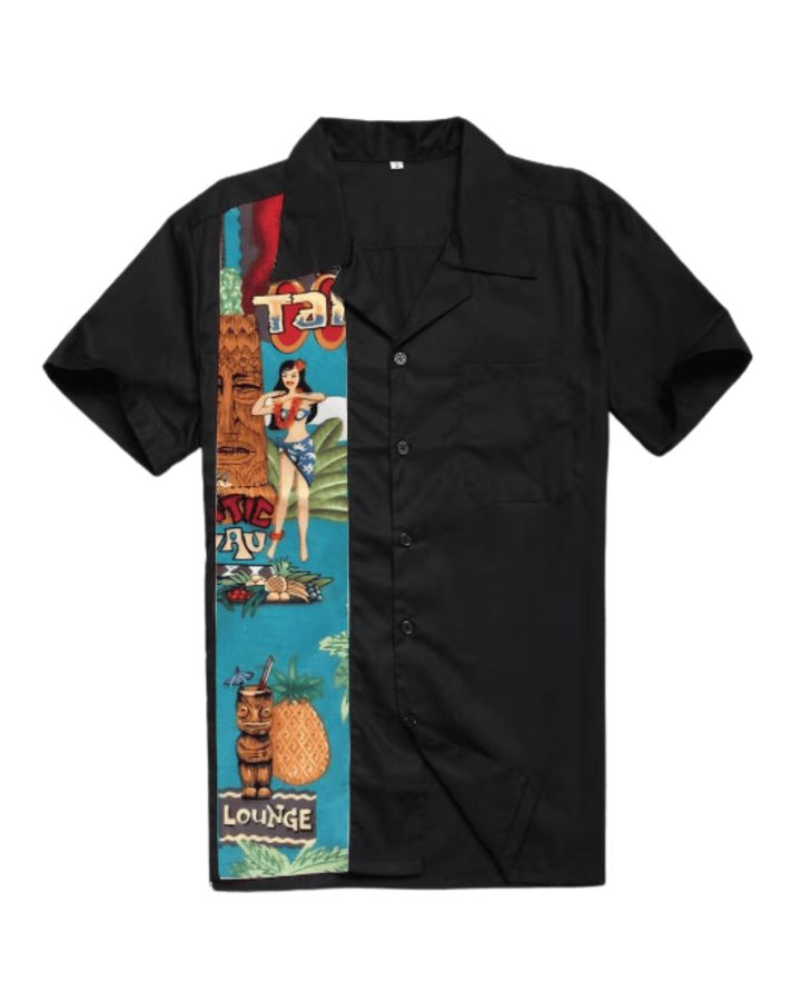 Mens Vintage Style Bowling Dress Shirt - Tiki Luau - Poison Arrow Retro