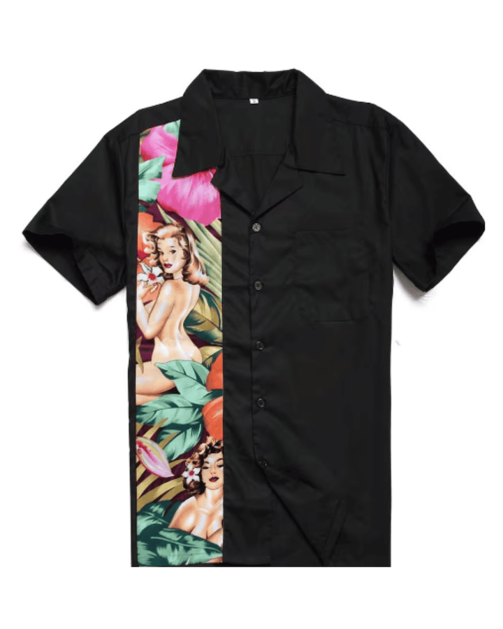 Mens Vintage Style Bowling Dress Shirt - Tropics - Poison Arrow Retro