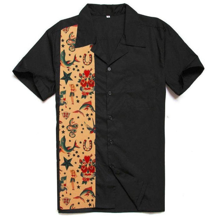 Vintage Style Bowling Dress Shirt - Old School Tattoo Flash - Poison Arrow Retro