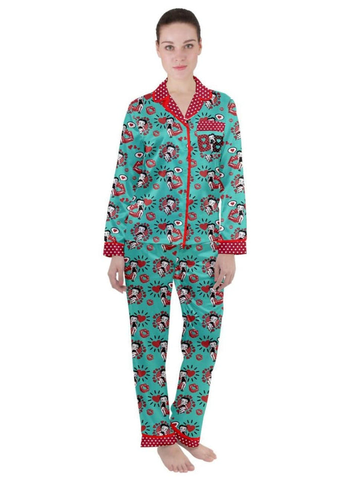 Betty Boop Women's Long Sleeve Satin Pajamas Set