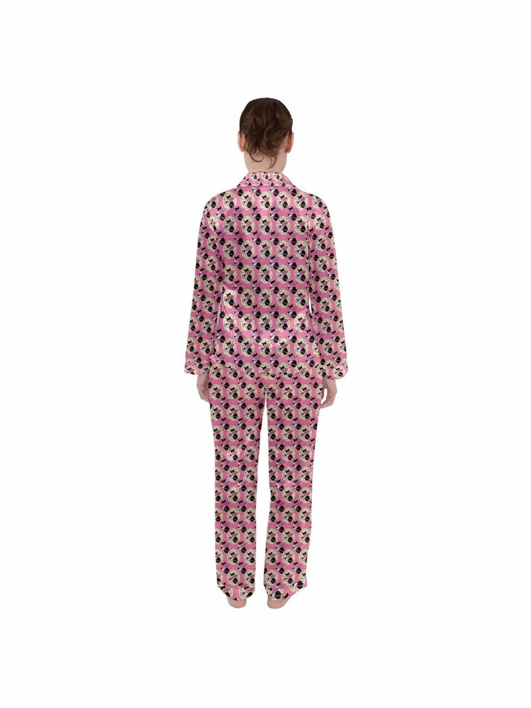 Cosmic Kitties Pink Women's Long Sleeve Satin Pyjamas  Set