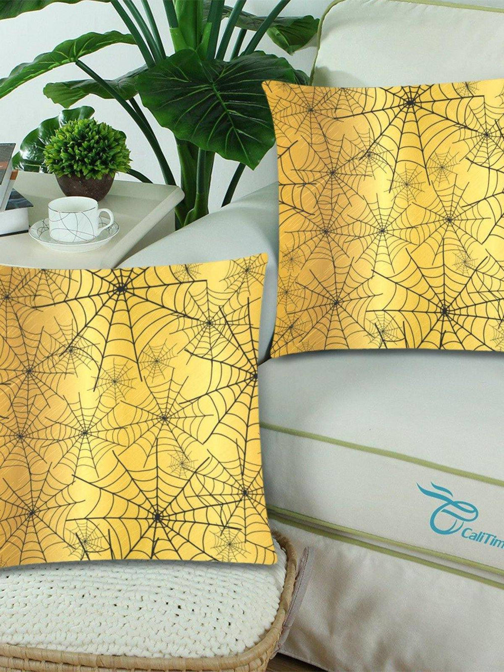 Golden Orbs Throw Pillow Cover 18"x 18" (Twin Sides) (Set of 2) - Poison Arrow Retro