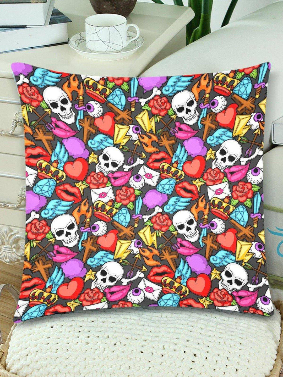 Mementos Throw Pillow Cover 18"x 18" (Twin Sides) (Set of 2) - Poison Arrow Retro