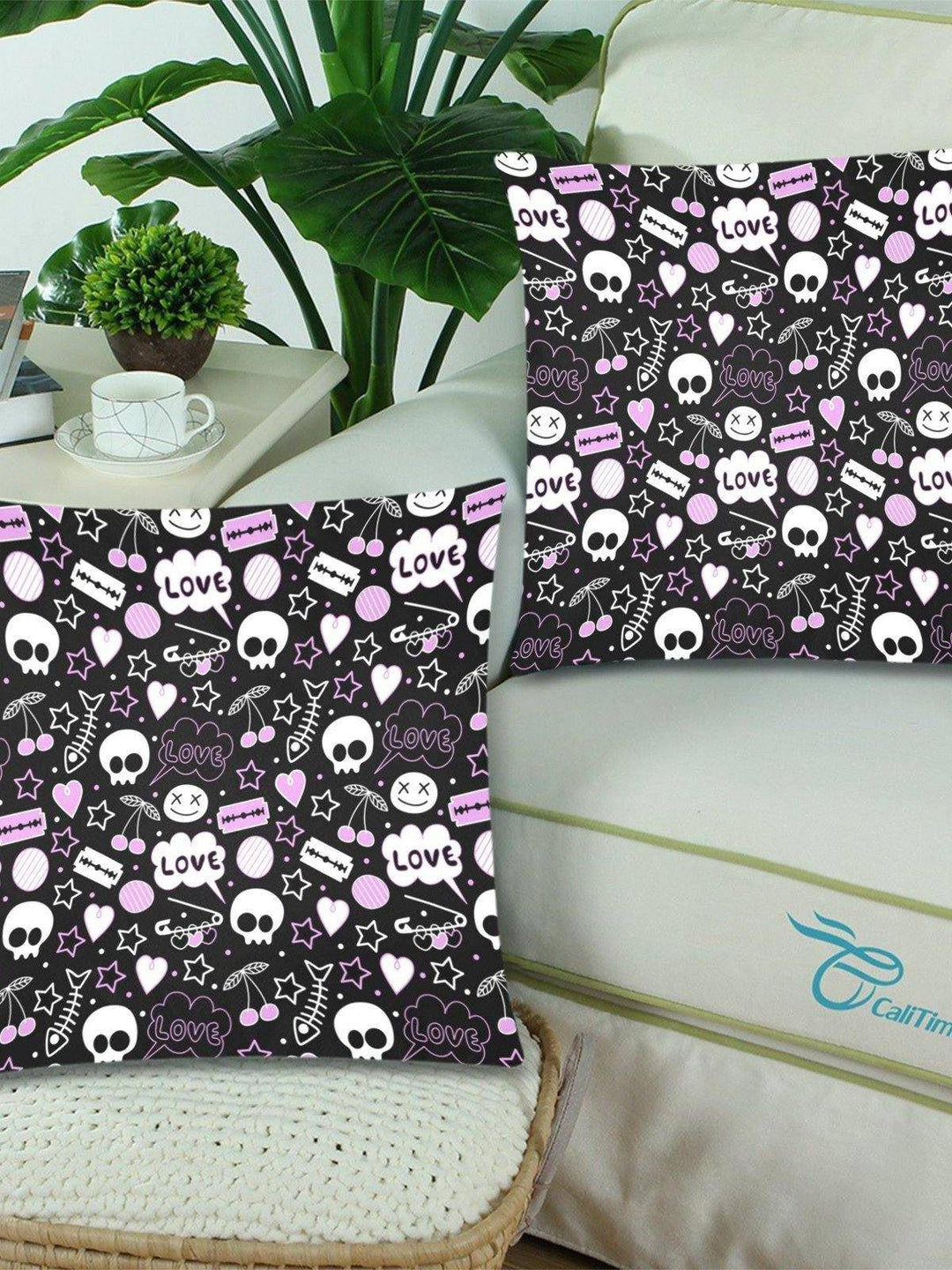 PUNK! Throw Pillow Cover 18"x 18" (Twin Sides) (Set of 2) - Poison Arrow Retro