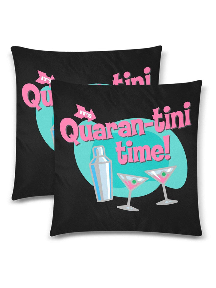 QUARANTINI TIME Throw Pillow Cover 18"x 18" (Twin Sides) (Set of 2) - Poison Arrow Retro